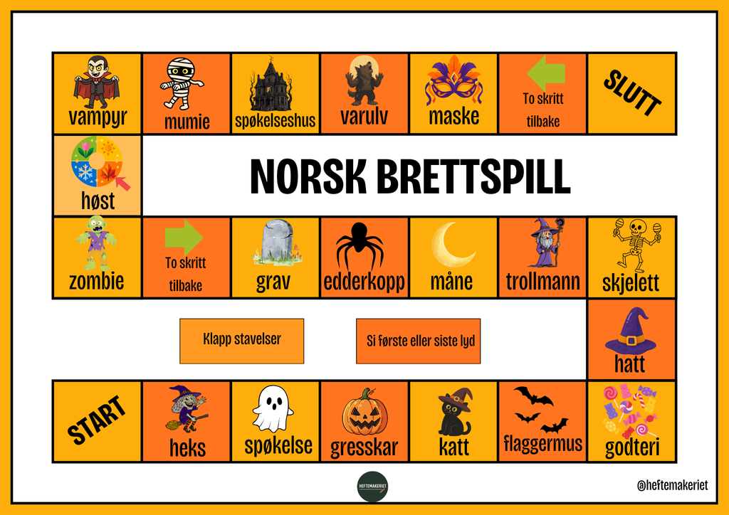 Gratis: Halloween brettspill Norsk/Engelsk – Heftemakeriet